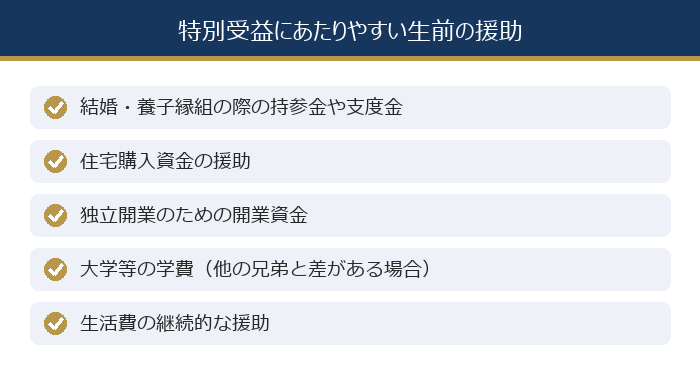 特別受益にあたりやすい生前の援助