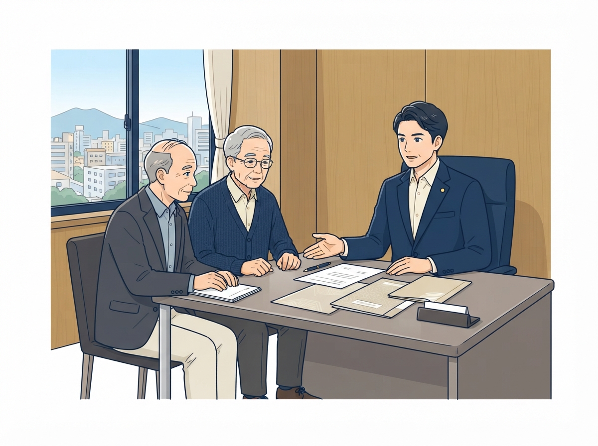 遺留分侵害額請求について弁護士に相談する場面のイラスト