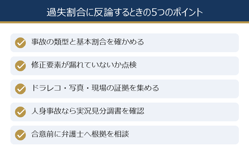 過失割合に反論するときの5つのポイント