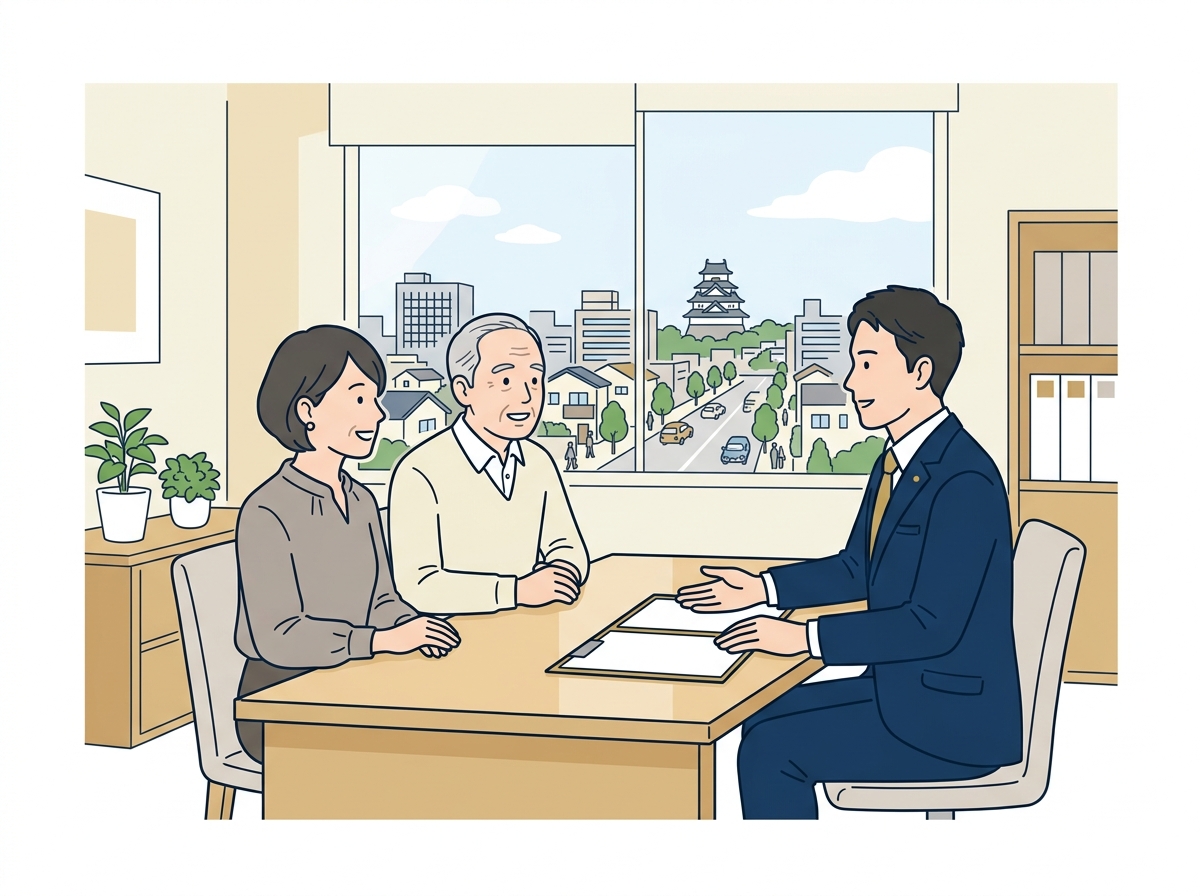 ご遺族が弁護士に相談している様子のイラスト