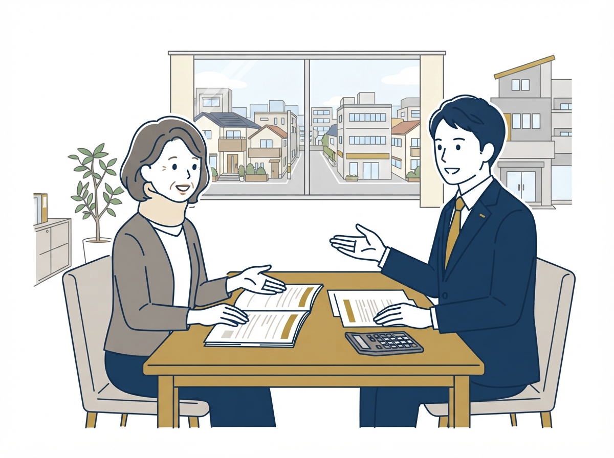 交通事故の弁護士費用を相談している場面のイラスト