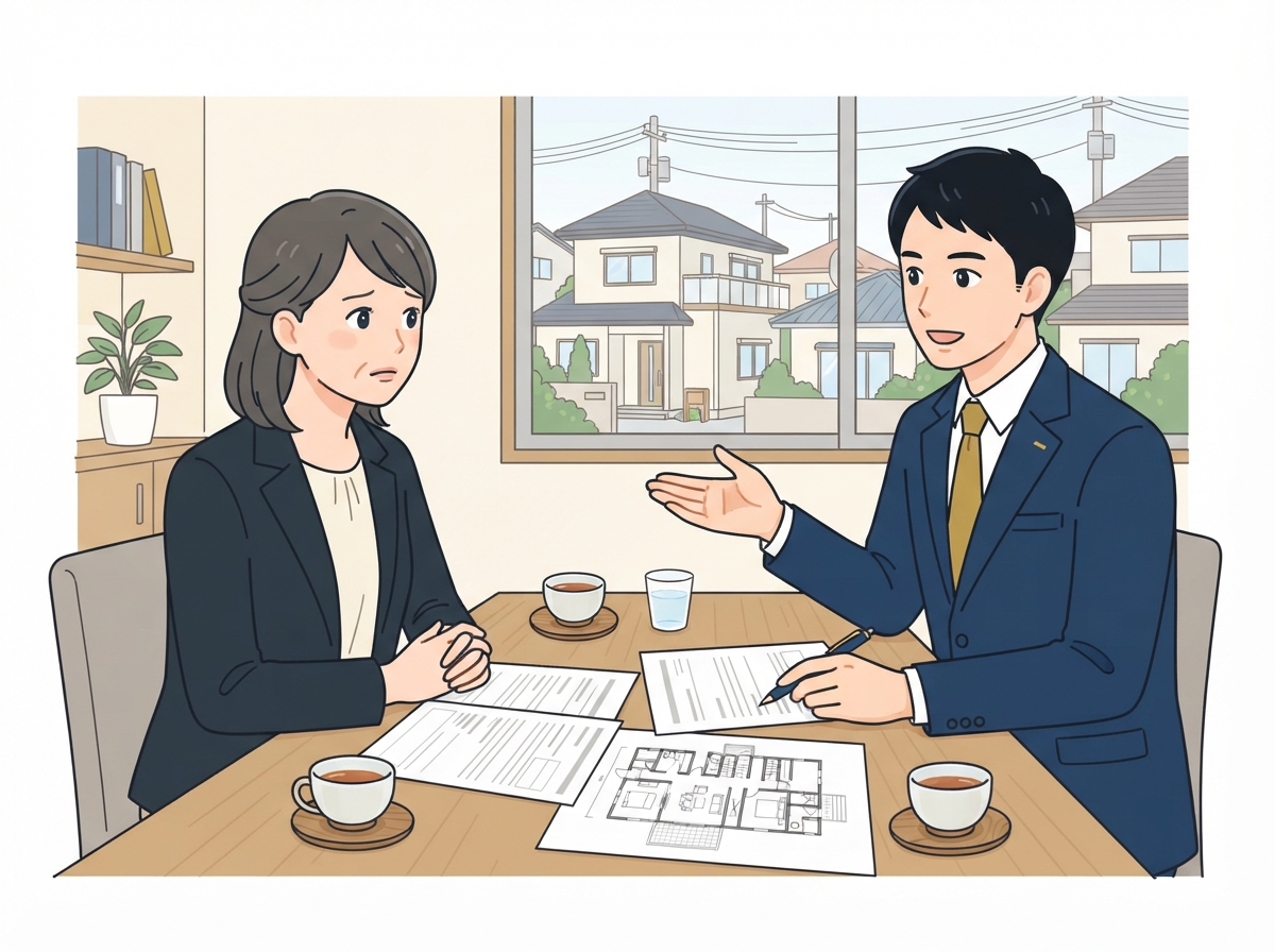 離婚で持ち家の財産分与について弁護士に相談する様子